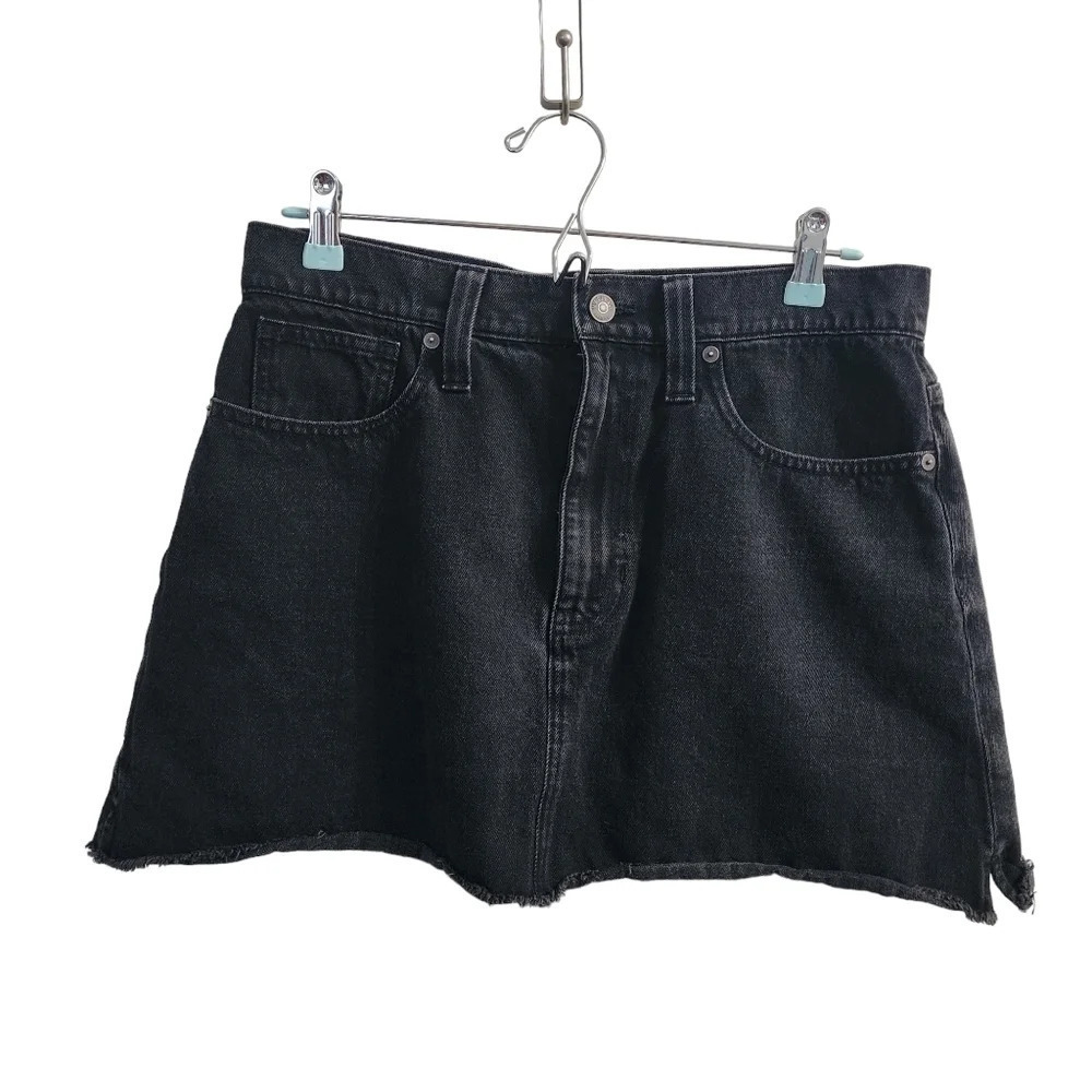 MADEWELL Washed Black McCarren Raw-Hem Jean Skirt Size 29